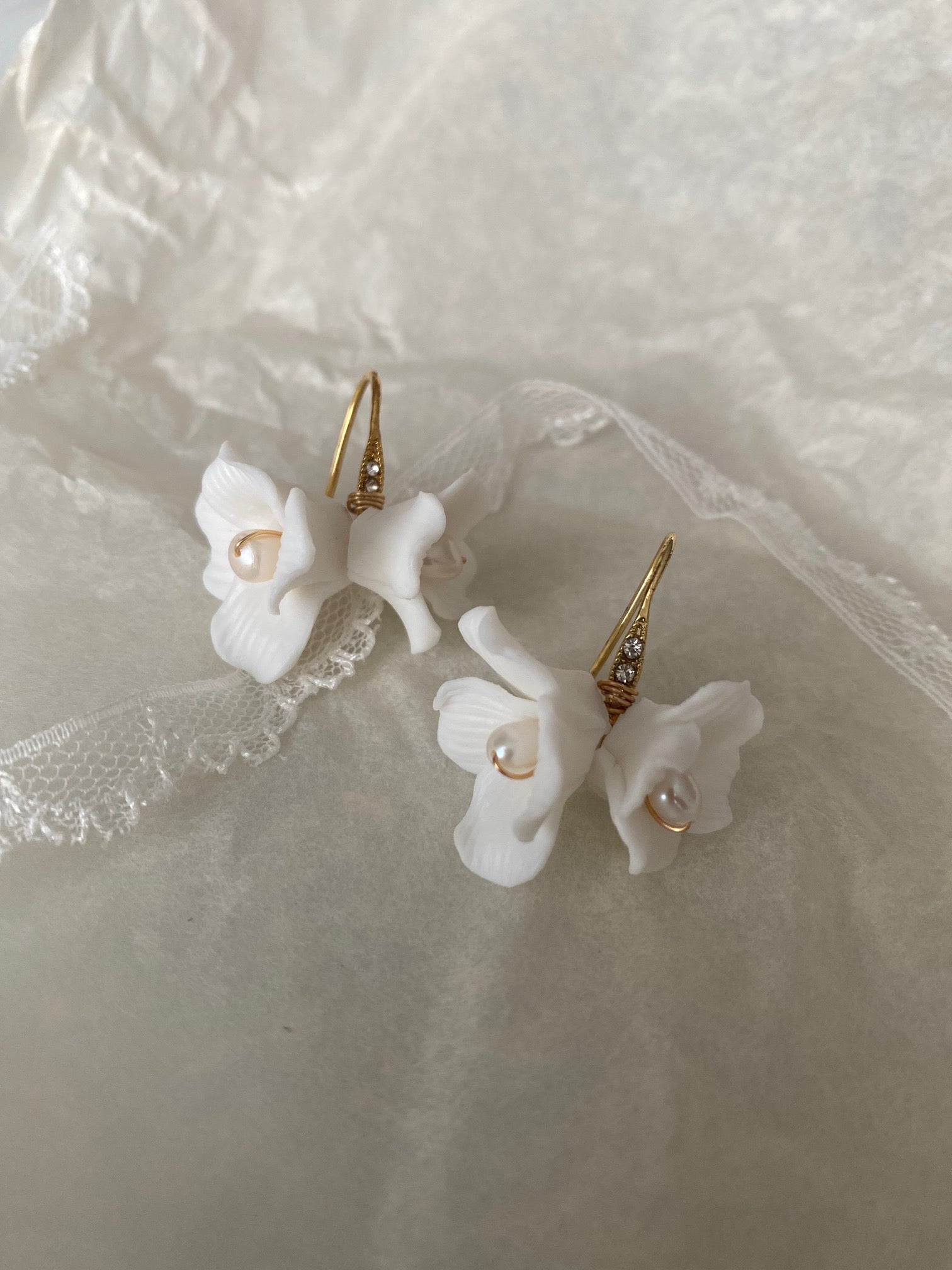 Boucles d'oreille mariage - ELISA porcelaine