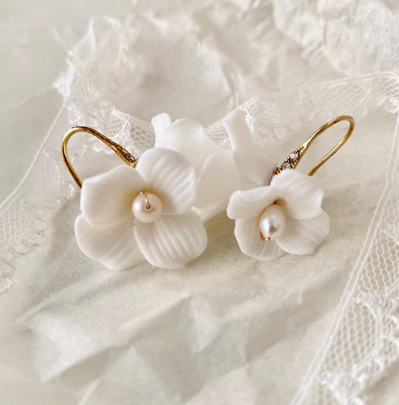 Boucles d'oreille mariage - ELISA porcelaine